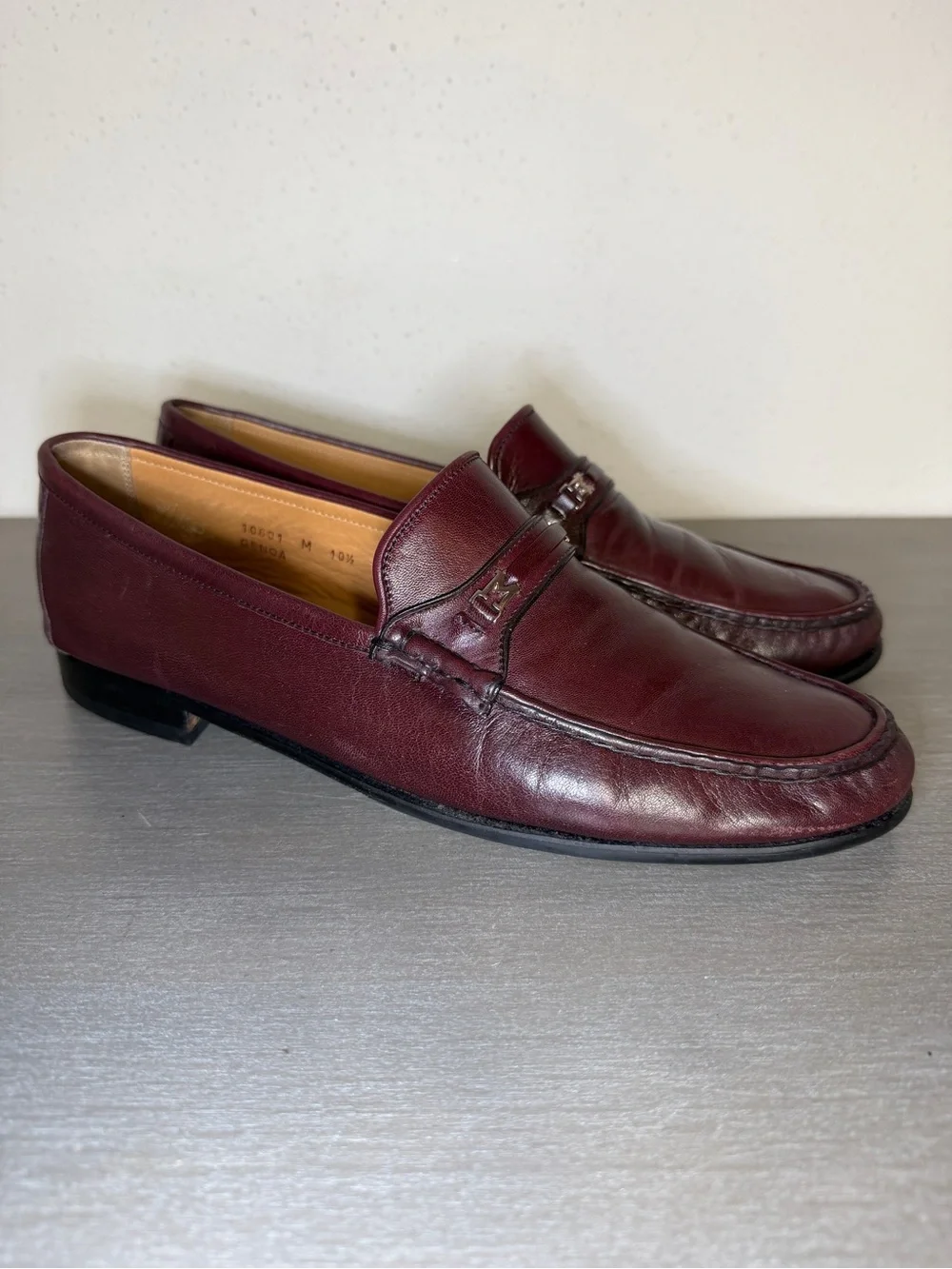 Bruno Magli Genoa Men's Italian Leather Loafers Burgundy Size 10.5 Made in Italy
